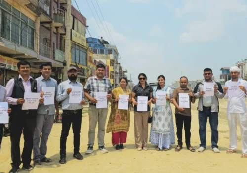 मानव अधिकार तथा शान्ति समाज नवलपरासीद्वारा प्रेस स्वतन्त्रताको पक्षमा प्रदर्शन